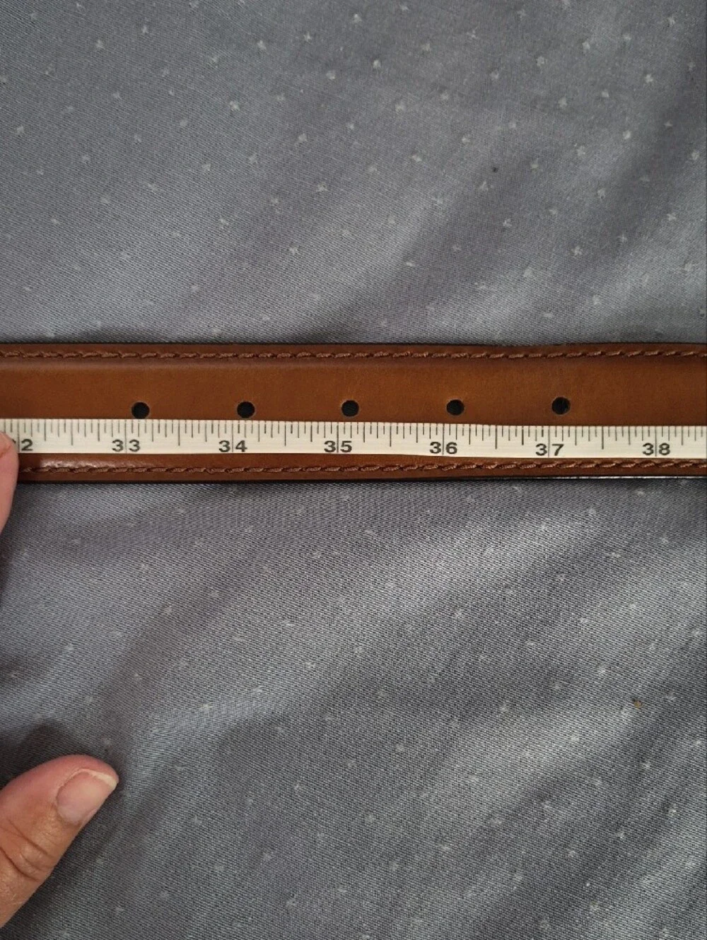 Handmade Italian Cognac Leather Belt with Brushed Silver Buckle Mens 36 Classic